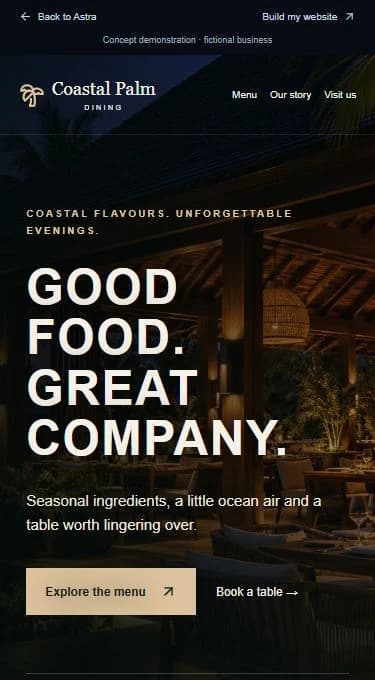 Matching Coastal Palm mobile website