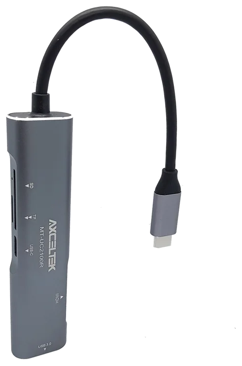 Axceltek 5-in-1 USB-C Multiport Dock (4K HDMI, USB-A, USB-C PD, SD/TF Card Reader)