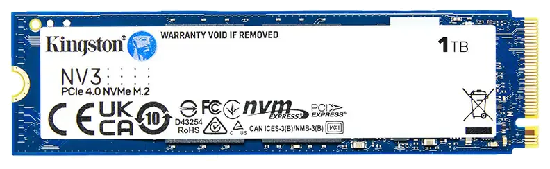 Kingston NV3 1TB PCIe 4.0 NVMe M.2 2280 Internal SSD (6,000 MB/s)